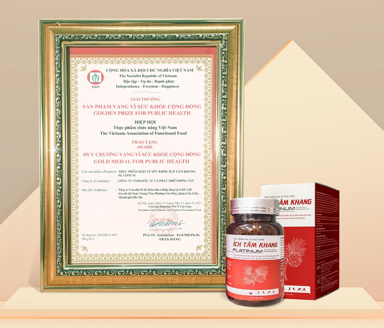 TPBVSK Ích Tâm Khang Platinum vinh dự nhận giải thưởng “Sản phẩm vàng vì sức khỏe cộng đồng”
